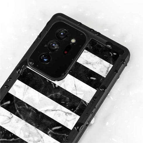 Black and White Striped Marble Galaxy Note20 Ultra 5G Waterproof Case